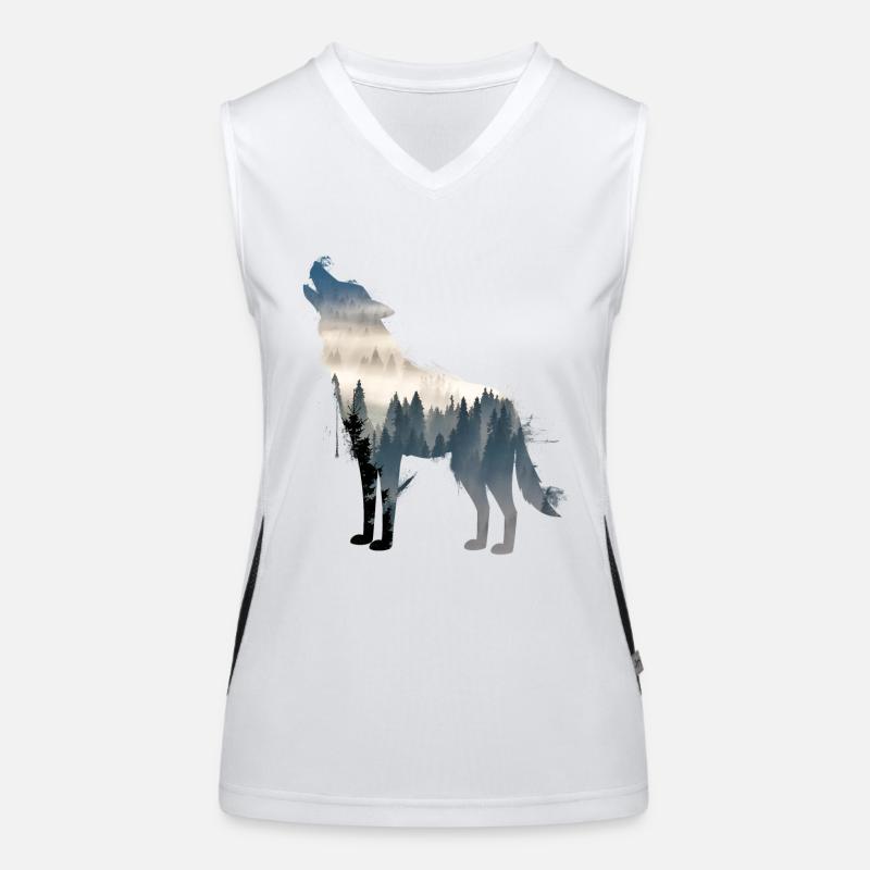 wolf - Women's Functional Contrast Tank Top - white/black