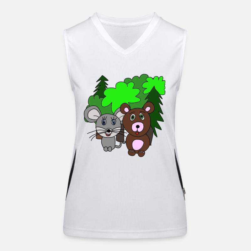 Souris et ours dans la forêt. Amis. cadeau Débardeur respirant contrasté Femme