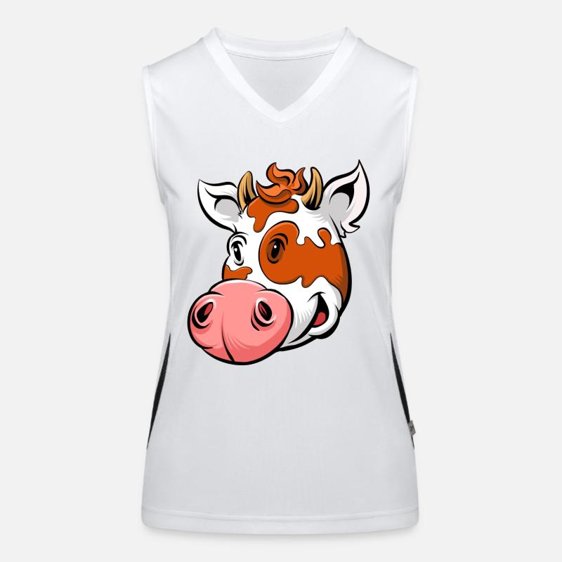 Vache de dessin animé Débardeur respirant contrasté Femme
