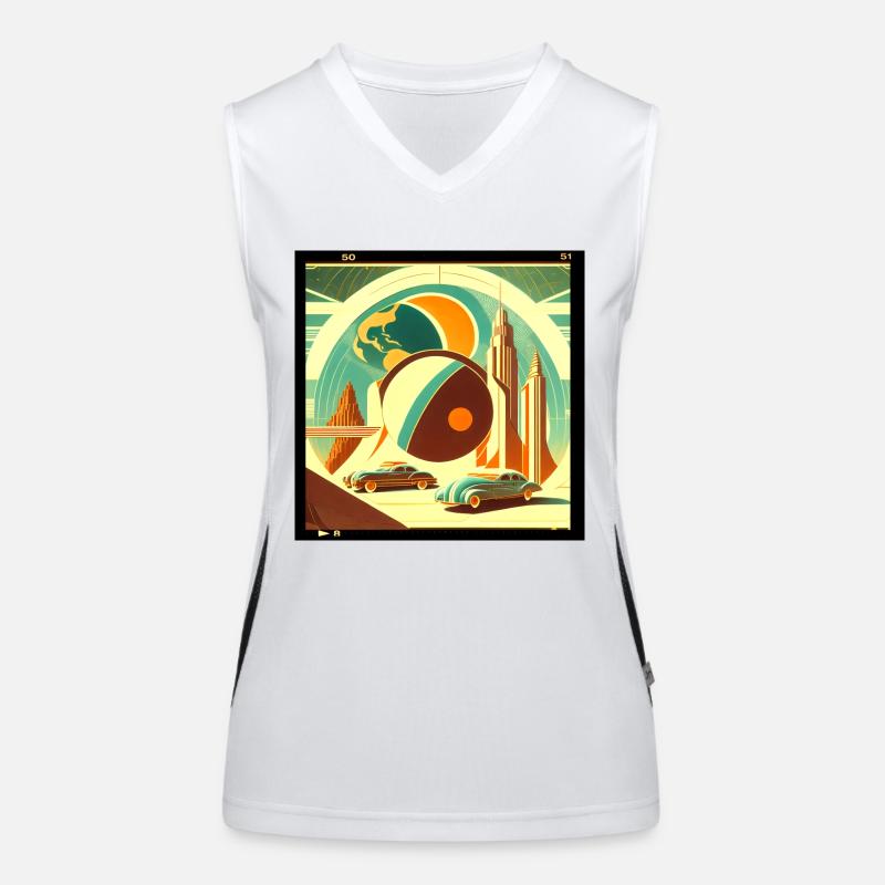 Imaginärer Retro-Planet Funktionelles Kontrast-Tank Top für Frauen