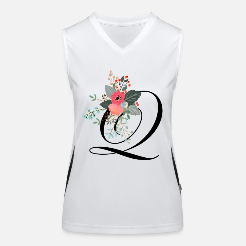 Buchstabe q geblüht Funktionelles Kontrast-Tank Top für Frauen