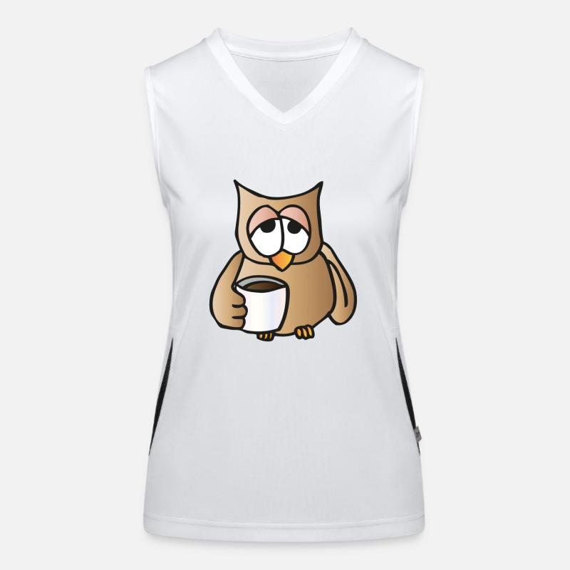 Owl with coffee Women's Functional Contrast Tank Top