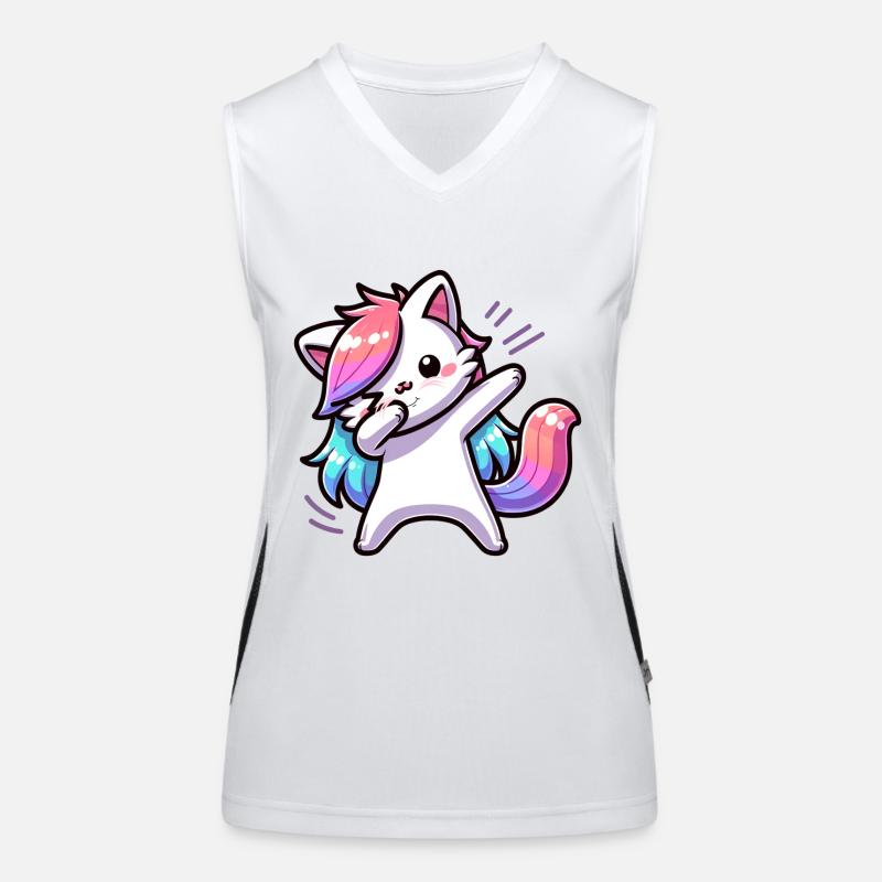 Cute cat dab mignon chat dab Débardeur respirant contrasté Femme