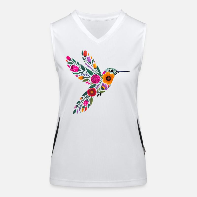 Graphisme Colibri Fleurs Débardeur respirant contrasté Femme