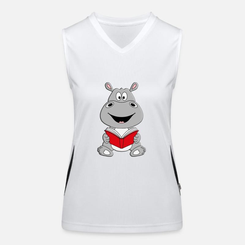 BUCH - LESEN - NILPFERD - FLUSSPFERD - HIPPO Funktionelles Kontrast-Tank Top für Frauen