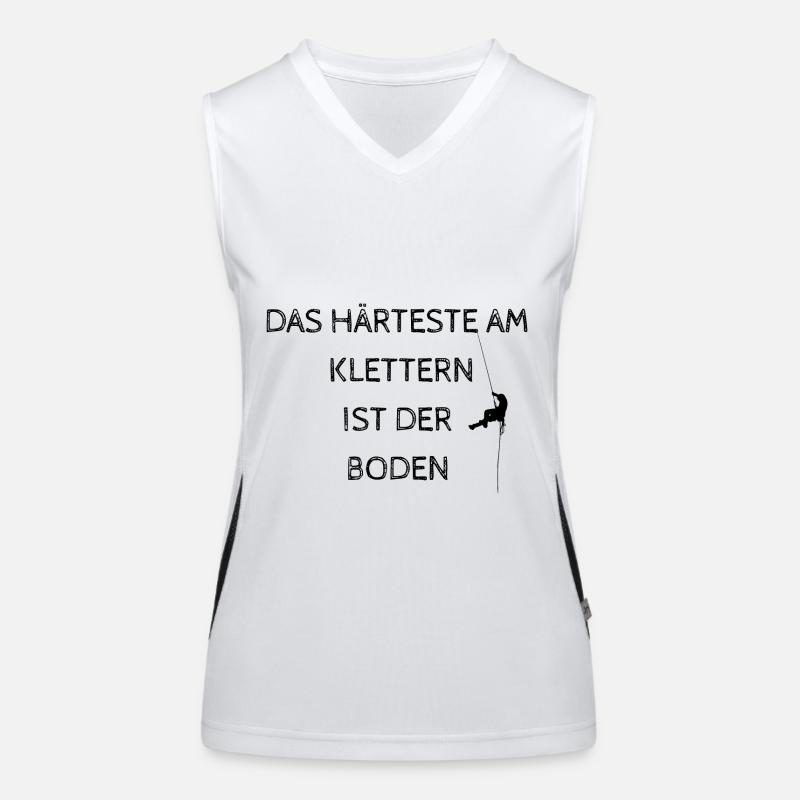 Spruch Das härteste am Klettern ist der Boden Funktionelles Kontrast-Tank Top für Frauen