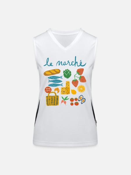 Market France Sardines Girl Summer Women - Women's Functional Contrast Tank Top - white/black - Front