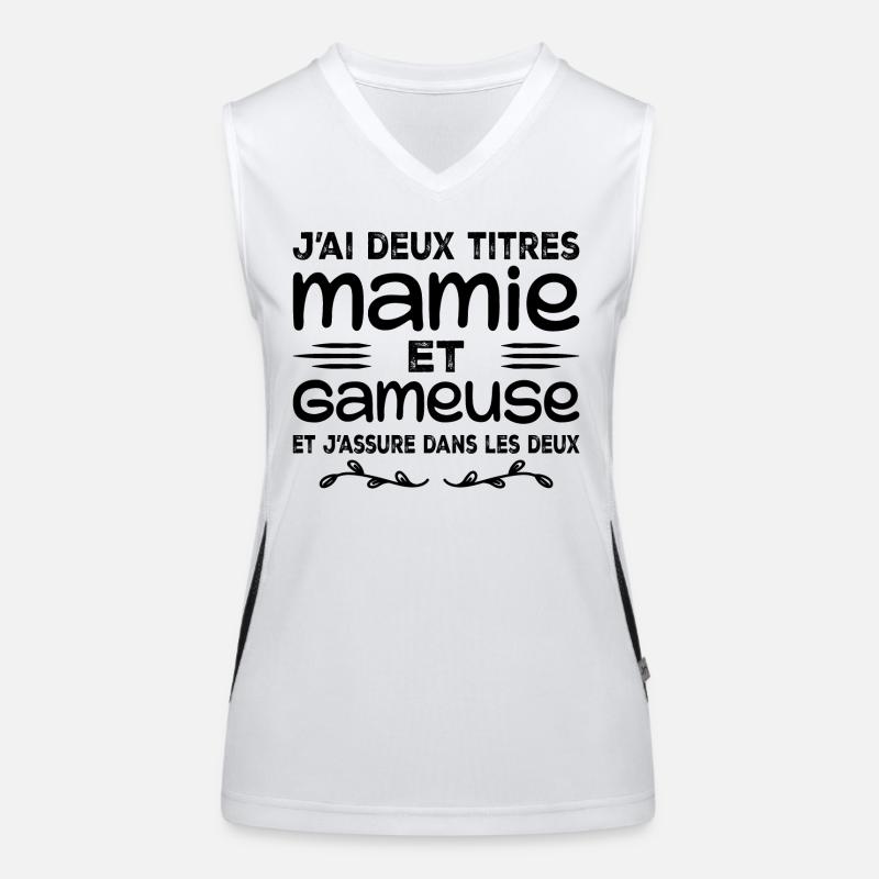Zwei Titel Granny Gameuse | Geek | Großmutter Funktionelles Kontrast-Tank Top für Frauen