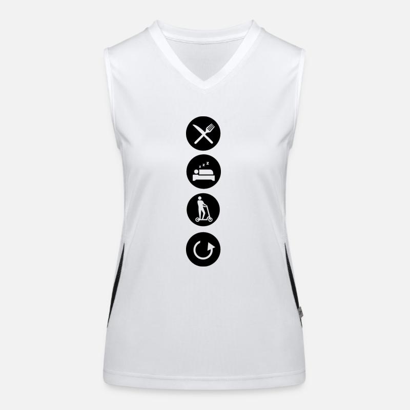 E-Scooter E-Roller Scooter - Women's Functional Contrast Tank Top - white/black