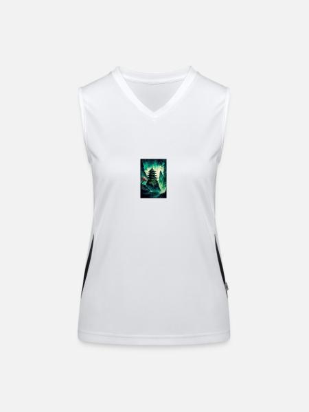Japanese Landscape painting - Funktionelles Kontrast-Tank Top für Frauen - Weiß/Schwarz - Vorne