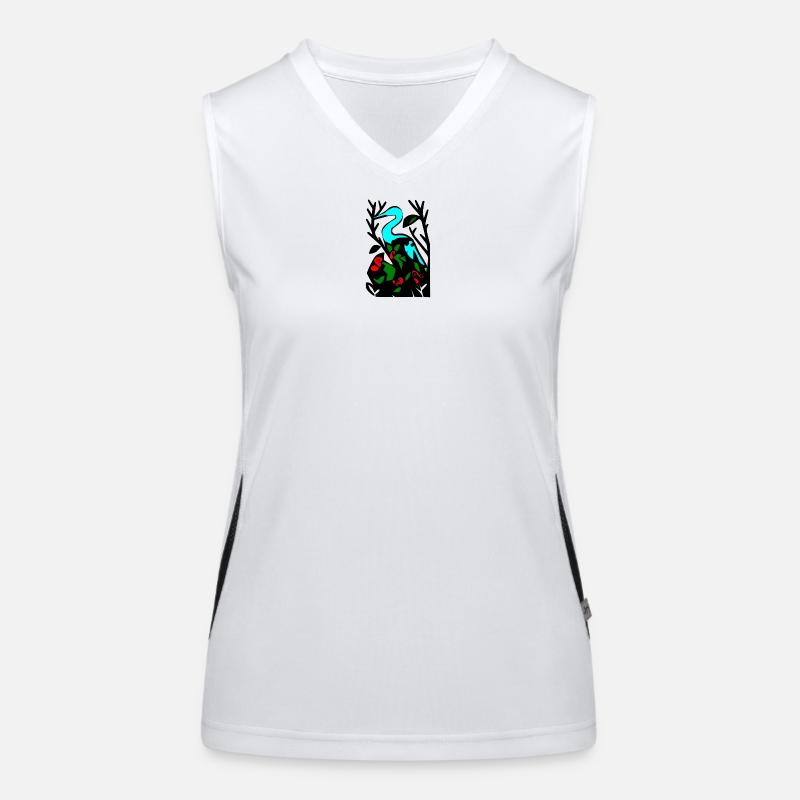 Héron bleu dans le feuillage Débardeur respirant contrasté Femme