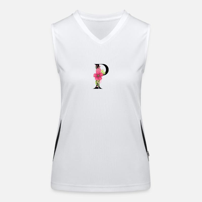 Eleganter Buchstabe 'P' mit Blumen Funktionelles Kontrast-Tank Top für Frauen
