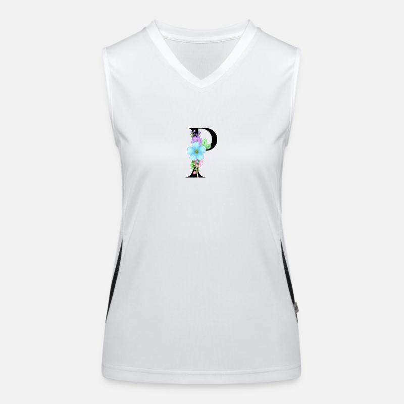 Eleganter Buchstabe 'P' mit Blumen Funktionelles Kontrast-Tank Top für Frauen