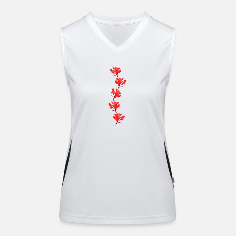 red flowers Women's Functional Contrast Tank Top
