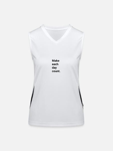 Make each day count - Funktionelles Kontrast-Tank Top für Frauen - Weiß/Schwarz - Vorne