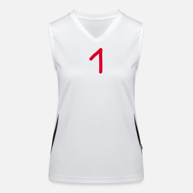 1 Nummer eins Zahl rot Geburtstag Funktionelles Kontrast-Tank Top für Frauen