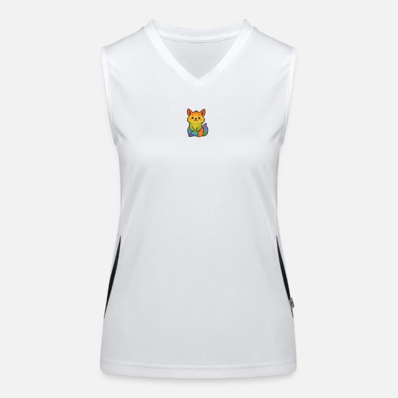 colorful rainbow fox Women's Functional Contrast Tank Top
