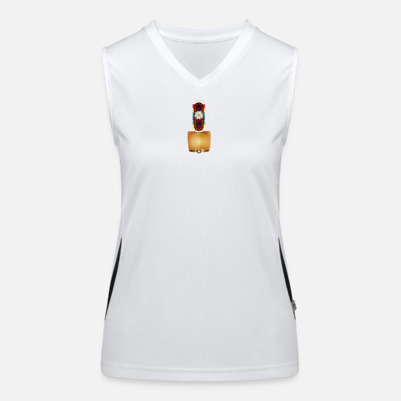 geschmückte Kuhglocke und Edelweiß Blüte Funktionelles Kontrast-Tank Top für Frauen