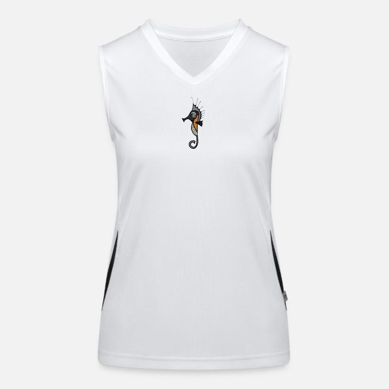 Seepferd Grafik mit dunklem Hintergrund Funktionelles Kontrast-Tank Top für Frauen
