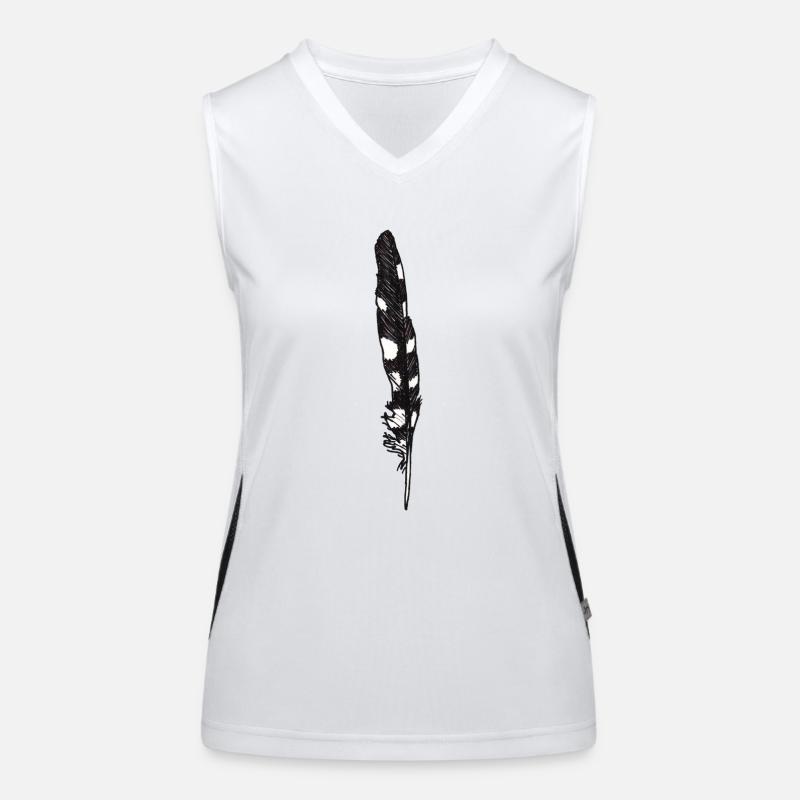 Feder Gepunktet Handgezeichnet (Buntspecht) Funktionelles Kontrast-Tank Top für Frauen