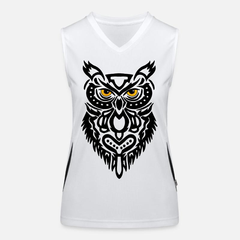 Der Blick der schwarzen Eule Funktionelles Kontrast-Tank Top für Frauen