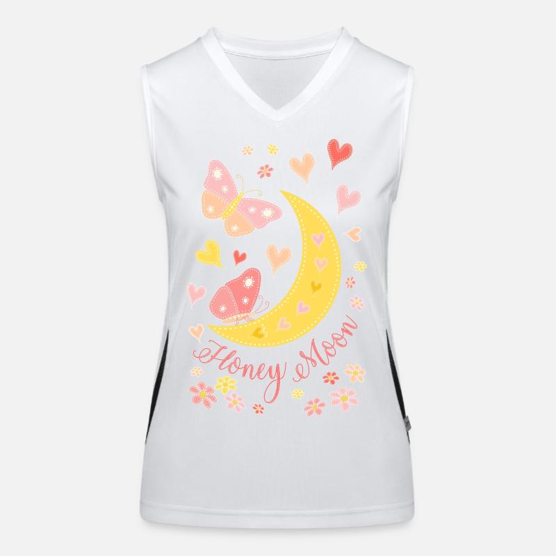Lune de miel avec fleurs de coeur de lune et papillons Débardeur respirant contrasté Femme