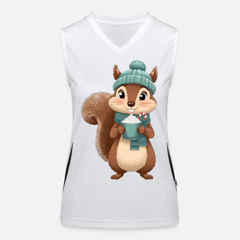 Écureuil d’hiver avec boisson chaude Débardeur respirant contrasté Femme
