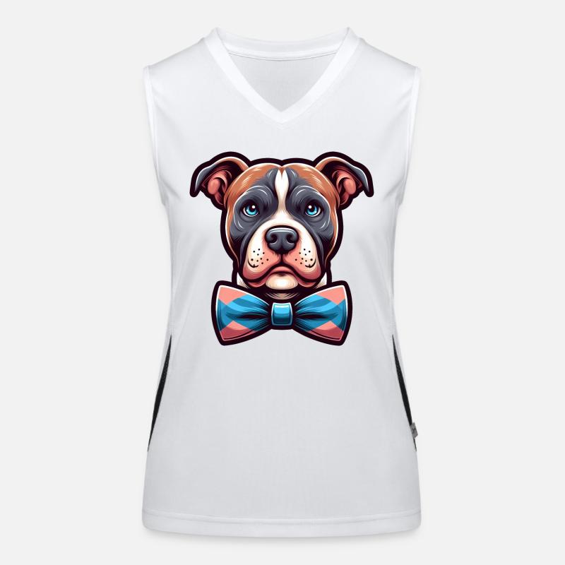 Pitbull mit Fliege Funktionelles Kontrast-Tank Top für Frauen