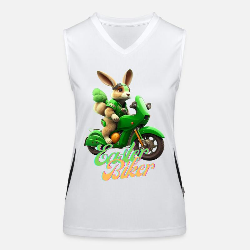 Easter Biker - The Easter Bunny becomes a biker Women's Functional Contrast Tank Top
