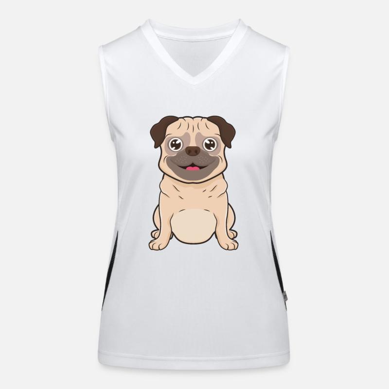 Mops Hund Funktionelles Kontrast-Tank Top für Frauen