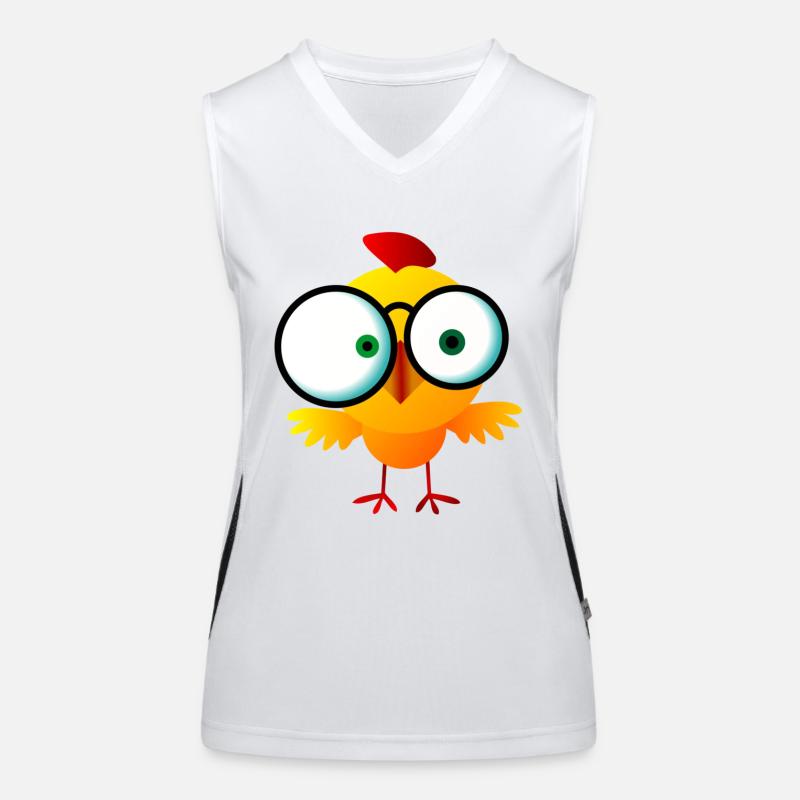 Crazy chick with glasses Women's Functional Contrast Tank Top