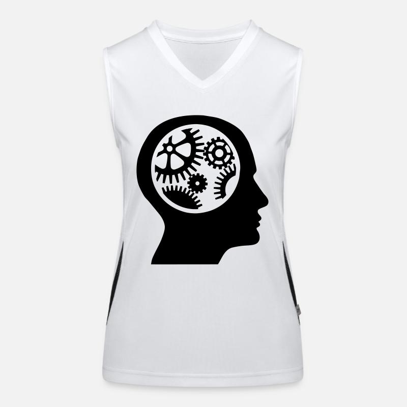 Zahnräder im Kopf - Silhouette Funktionelles Kontrast-Tank Top für Frauen