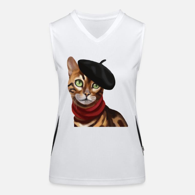 Chat Bengale avec casquette et écharpe Débardeur respirant contrasté Femme