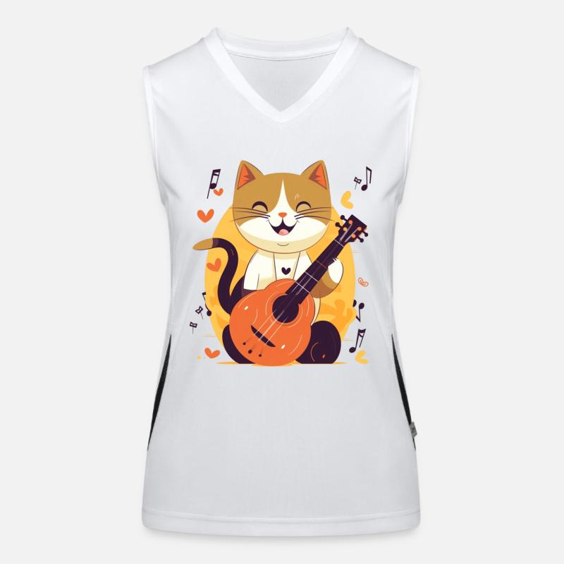Chat mignon avec guitare Débardeur respirant contrasté Femme