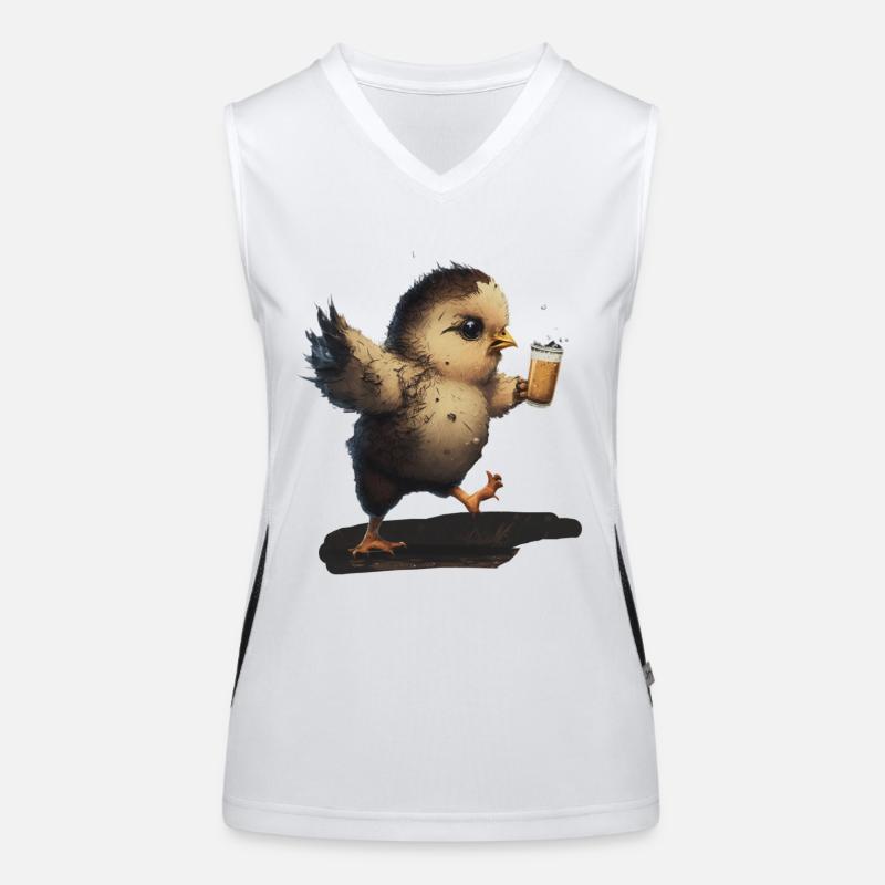 Süßer Vogel trinkt ein Bier Funktionelles Kontrast-Tank Top für Frauen