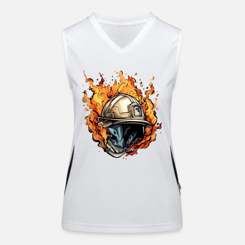 Firefighter helmet on fire n°1 Women's Functional Contrast Tank Top