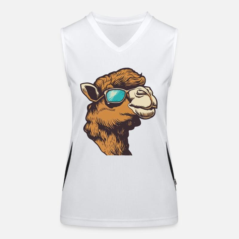 Kamel mit Sonnenbrille Funktionelles Kontrast-Tank Top für Frauen