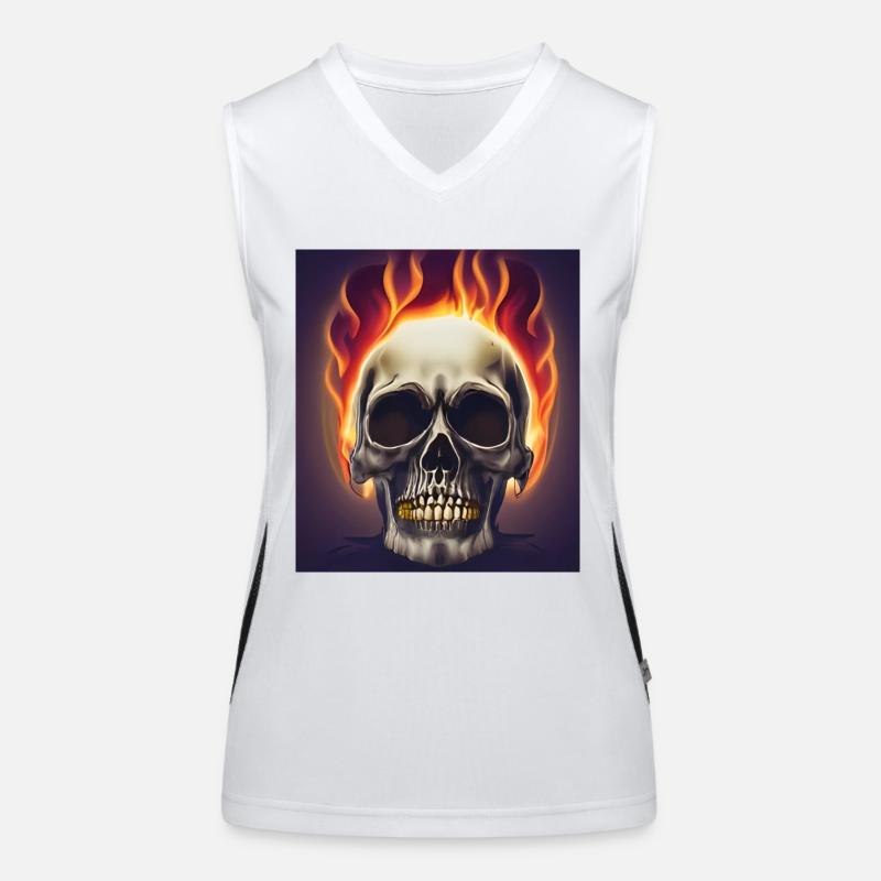 Schädel-Feuer Funktionelles Kontrast-Tank Top für Frauen