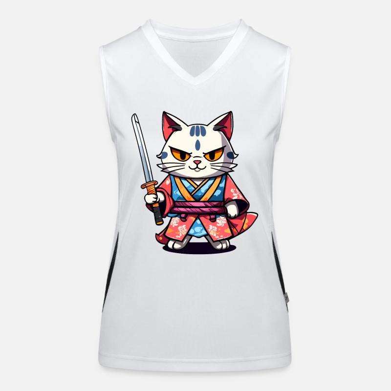 Chat samouraï #34 Débardeur respirant contrasté Femme