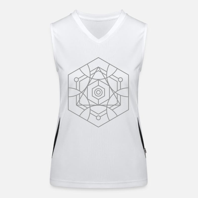 Heilige Geometrie, Mandala, Kosmisches Muster Funktionelles Kontrast-Tank Top für Frauen