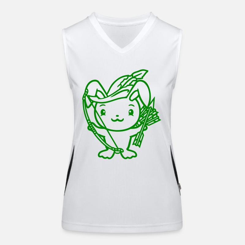 Lapin flèche arc plume chapeau archer médiéval Débardeur respirant contrasté Femme