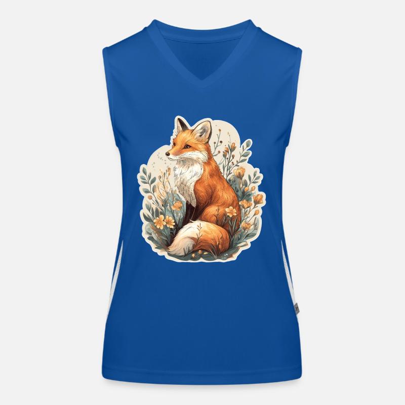 Fuchs mit Blumen Funktionelles Kontrast-Tank Top für Frauen