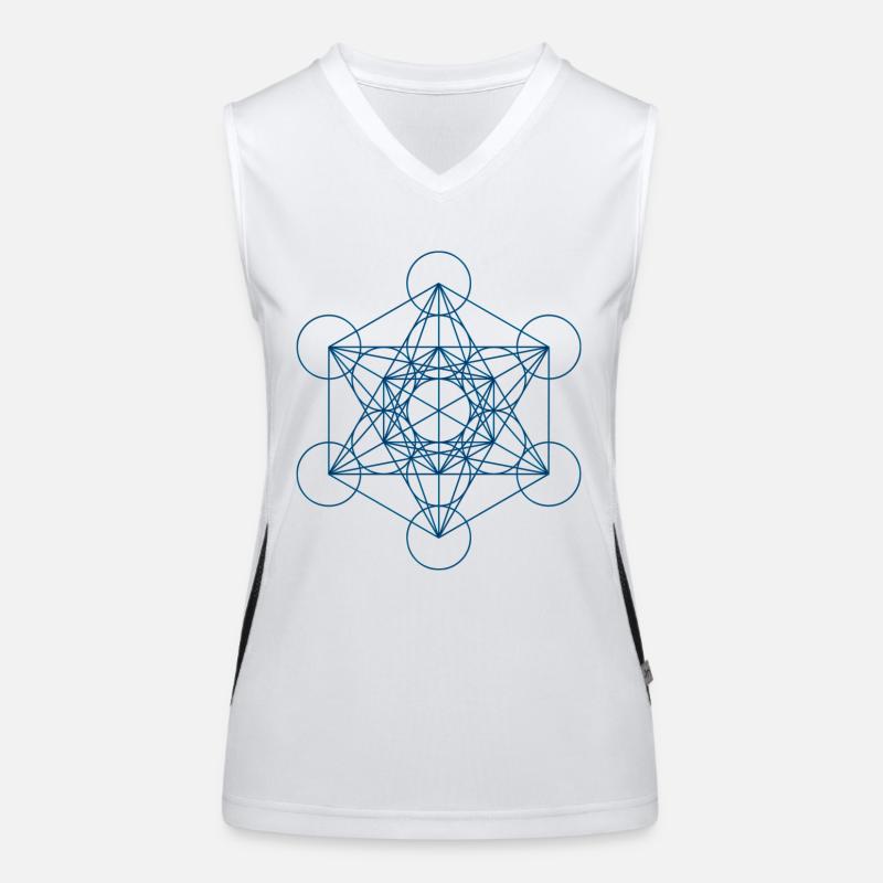 Metatron's Cube - blue Women's Functional Contrast Tank Top