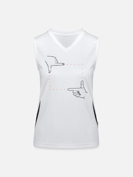 Handzeichen Bildausschnitt – 2 Farben - Funktionelles Kontrast-Tank Top für Frauen - Weiß/Schwarz - Vorne