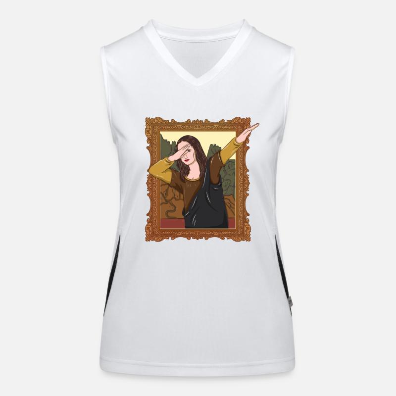 Dabbing Mona Lisa Dab Dance Tanzen Lustig Kunst Funktionelles Kontrast-Tank Top für Frauen