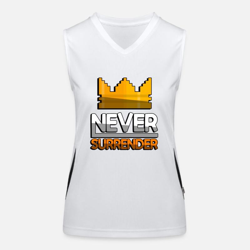 NEVER SURRENDER (Orange) + King Crown - Gaming Funktionelles Kontrast-Tank Top für Frauen