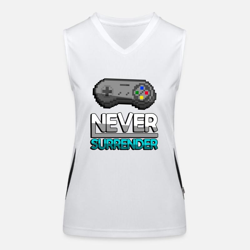 NEVER SURRENDER (Türkis)+ SNES Controller - Gaming Funktionelles Kontrast-Tank Top für Frauen
