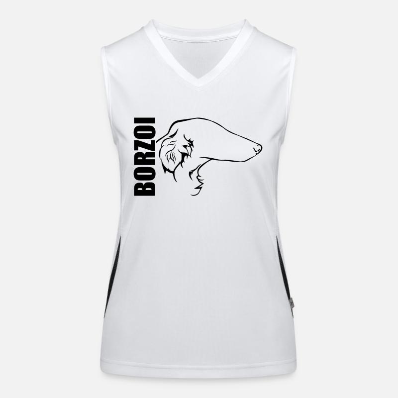 BORZOI Profil Chiens Chien Wilsigns Débardeur respirant contrasté Femme