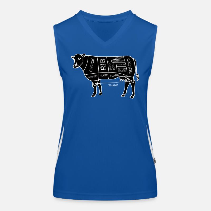Lustige Rindfleischschnitte Diagramm I BBQ Metzger Funktionelles Kontrast-Tank Top für Frauen