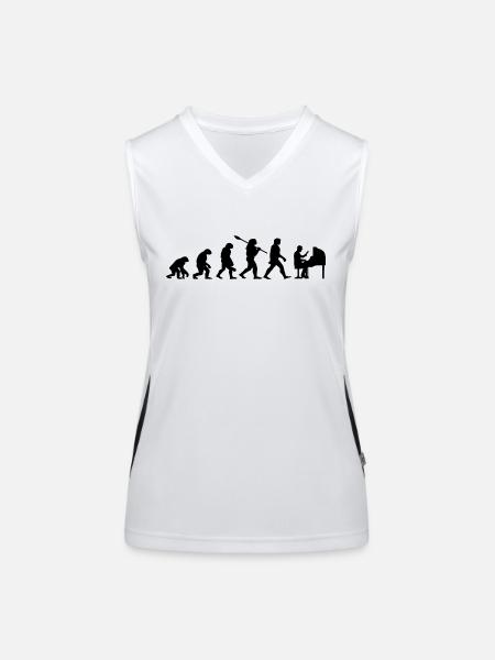 Evolution Klavier Pianist Klavier - Funktionelles Kontrast-Tank Top für Frauen - Weiß/Schwarz - Vorne